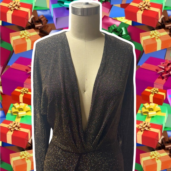 Reformation Metallic Black and Gold Maxi Knit Dress Small - Picture 6 of 14